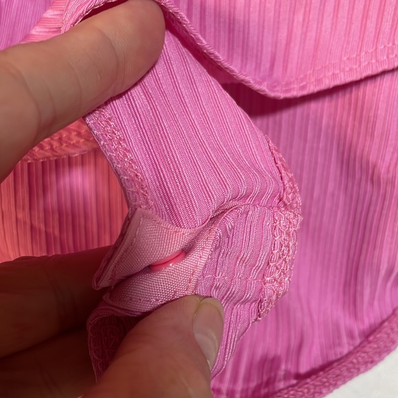 NWT(M) (XL) pink long sleeves bodysuit keyhole ruched bust high waist low rise - Picture 8 of 9